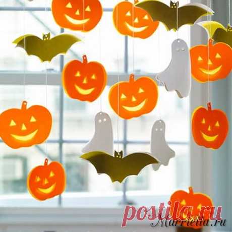 Подвески с тыквами и летучими мышами. Шаблоны к Хэллоуину