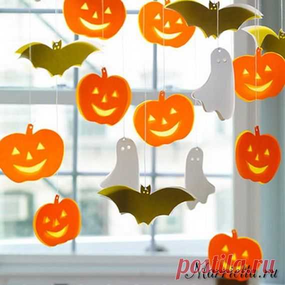 Подвески с тыквами и летучими мышами. Шаблоны к Хэллоуину