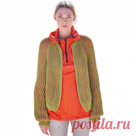 Рельефное вязание, объёмная резинка. Жакет двухцветной резинкой бриошь.