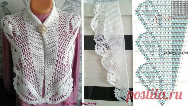 Ажурный платок крючком схемы. Платок крючком с ажурной каймой