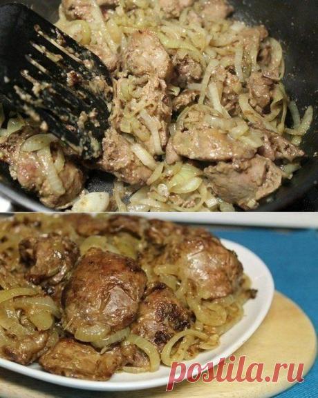 Как приготовить куриная печень с луком - рецепт, ингридиенты и фотографии