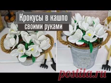 КУПИЛА В «ФИКС ПРАЙС» МЕТАЛЛИЧЕСКОЕ КАШПО И СДЕЛАЛА ДЛЯ НЕГО ЧУДЕСНЫЕ БЕЛЫЕ КРОКУСЫ