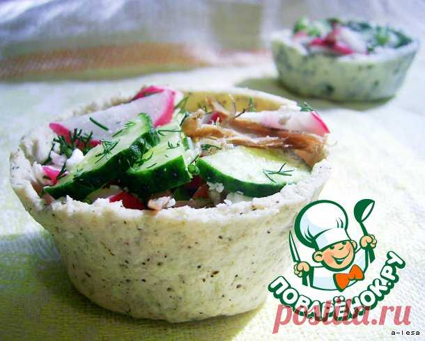 Корзинки из творога и салат - кулинарный рецепт