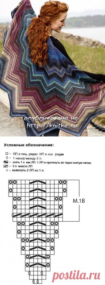 Шаль из пряжи секционного крашения