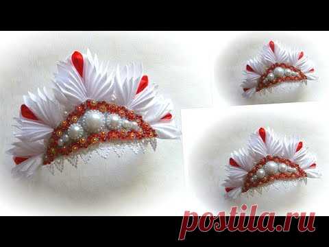 Корона на новый год своими руками из лент канзаши мк /diy crown