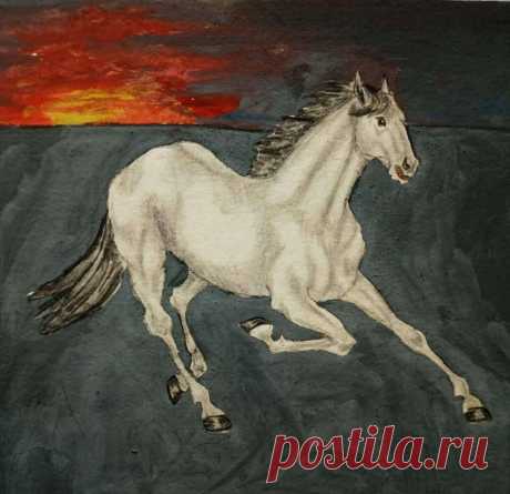 Конь 1996 г. (карандаш и гуашь)
