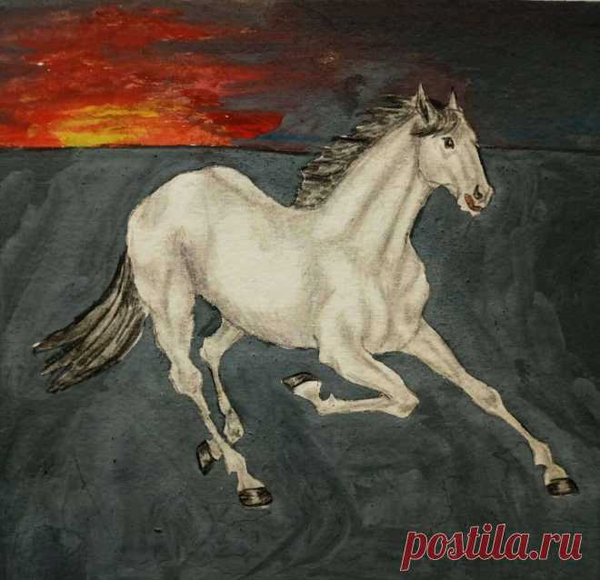Конь 1996 г. (карандаш и гуашь)