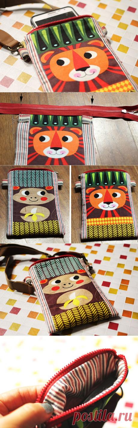 DIY Cell Phone Case Tutorial. Чехол для телефона на молнии, инструкция по шитью