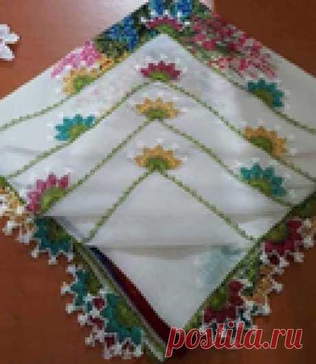 Игольное кружево на носовых платочках