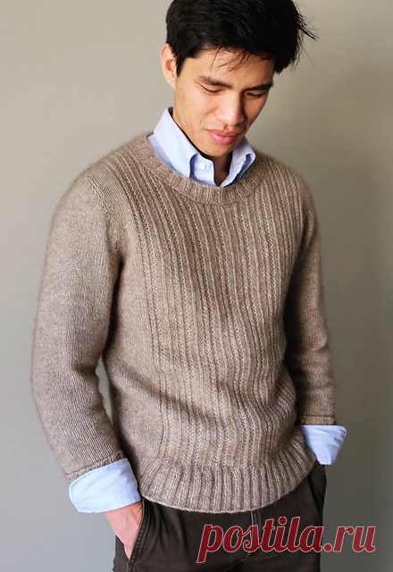 Мужской пуловер спицами Haskins - Вяжи.ру