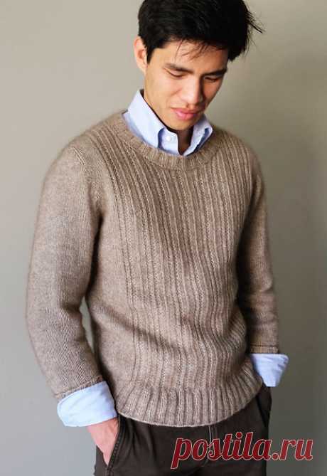 Мужской пуловер спицами Haskins - Вяжи.ру