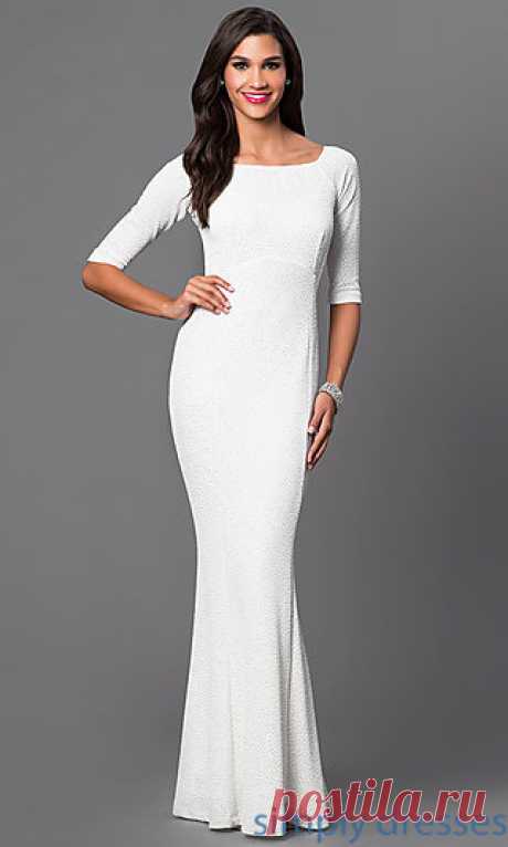 Ivory White Glitter Long Sleeve Gown