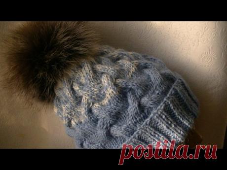 Вязание шапки косами и градиентом