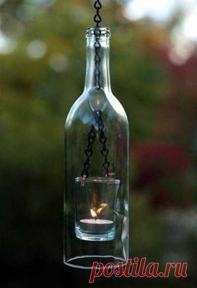 Нестандартное использование бутылок: подсвечники
