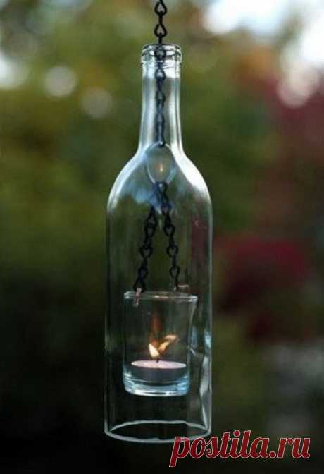 Нестандартное использование бутылок: подсвечники