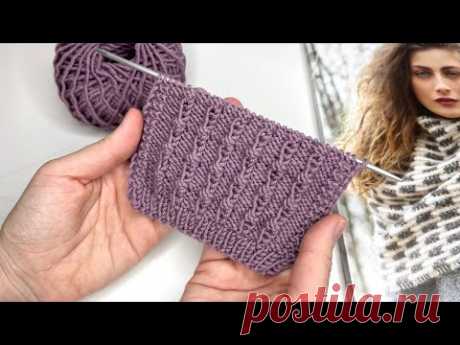 😍👍 УЗОР ДЛЯ ПЛЕДА! Рельефный узор спицами для вязания кардиганов, джемперов, свитеров и шапок