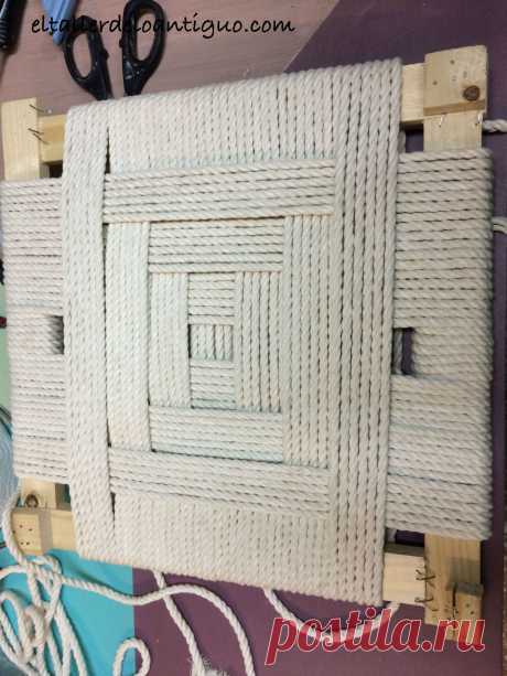 Encordado de silla: Modelo cuadros. Paso a paso como realizar un encordado original y diferente para tus sillas del jardín.