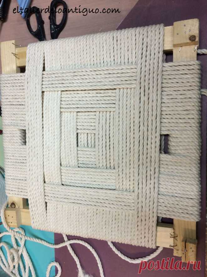 Encordado de silla: Modelo cuadros. Paso a paso como realizar un encordado original y diferente para tus sillas del jardín.
