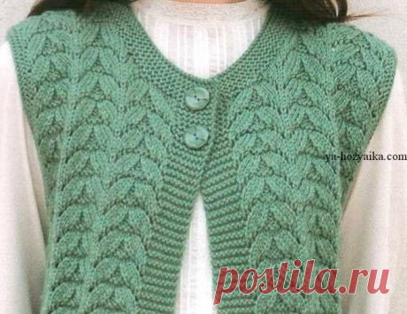 Жилет с красивым рельефным узором спицами. Узоры спицами для жилета