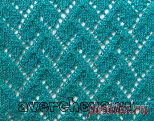 Узор 627 «листики» | каталог вязаных спицами узоров