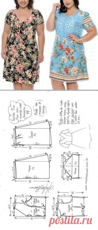 Vestido plus size meio evasê com manga | DIY - molde, corte e costura - Marlene Mukai