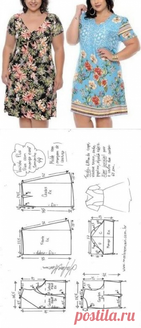 Vestido plus size meio evasê com manga | DIY - molde, corte e costura - Marlene Mukai