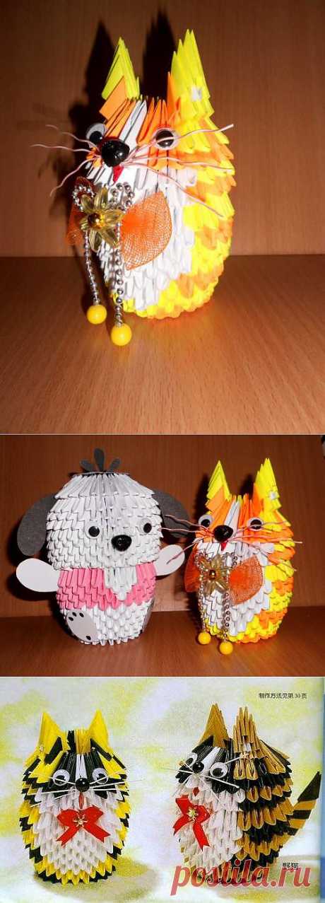 КОТИК - ПОДАРОК своими руками - Модульное оригами, Схема сборки :: Блог Лики: Своими руками