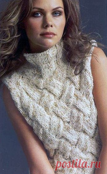 Вязаный жилет "Плетенка"