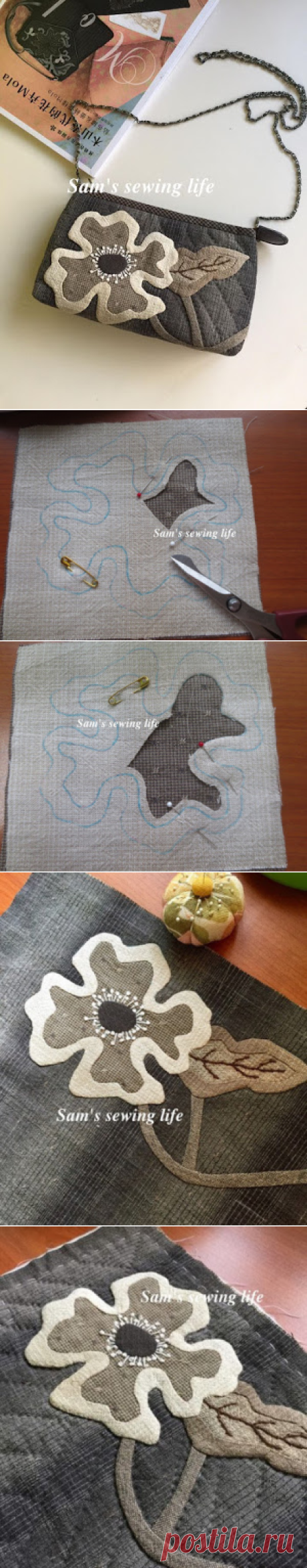 Sam's sewing life: MOLA 花卉隔层斜肩包