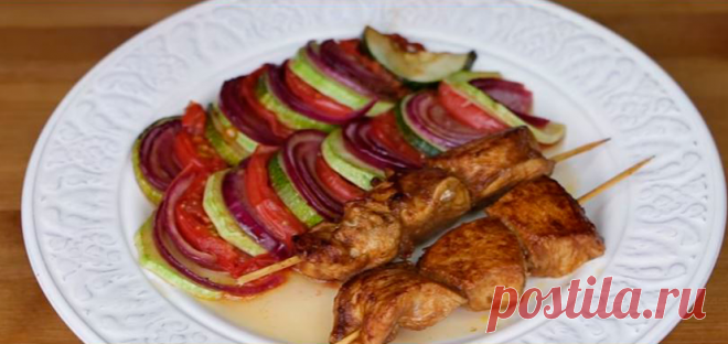 Куриные шашлычки с овощами
