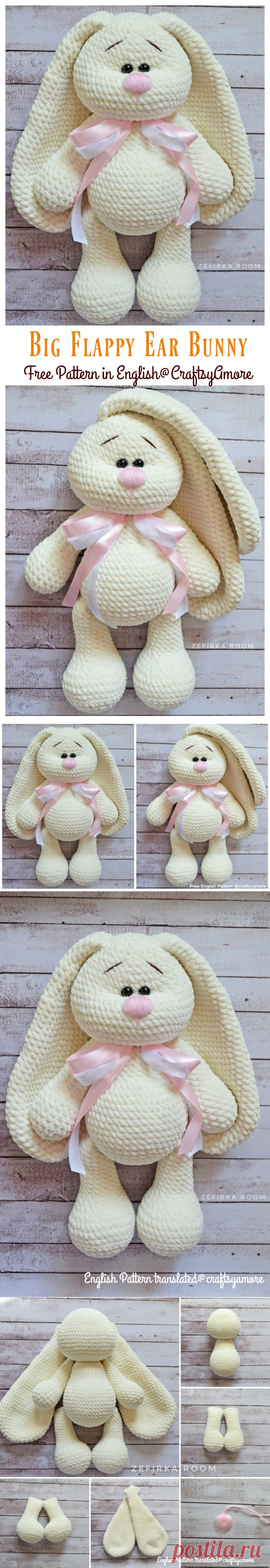 Crochet Big Flappy Ear Bunny Amigurumi Free Pattern