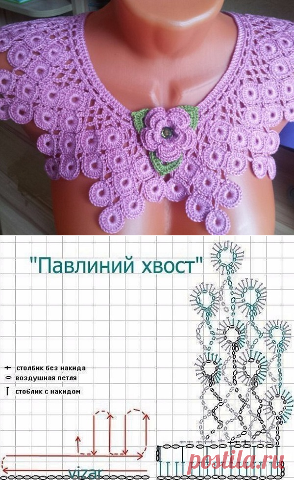 Воротник Павлиний хвост крючком