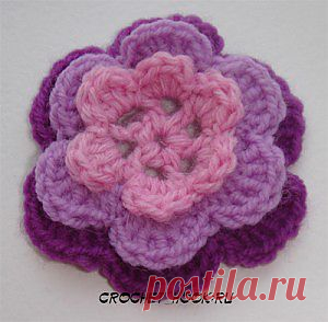 Вязание многослойной розы « Вязание крючком и на вилке