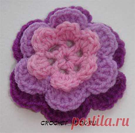 Вязание многослойной розы « Вязание крючком и на вилке