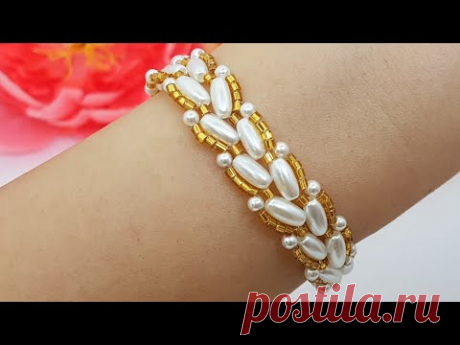BRACELET/Beaded bracelet/Pearl BRACELET/Diy Bracelet/Tutorial/Браслет из бусин/@Cícero Alencar