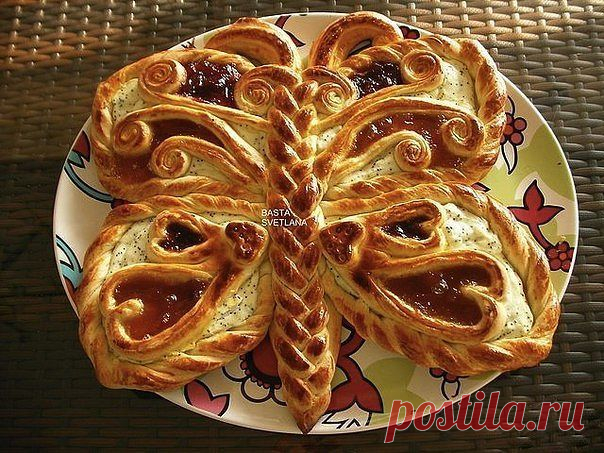 Пирог Бабочка с творожным кремом и вареньем / Изысканные кулинарные рецепты