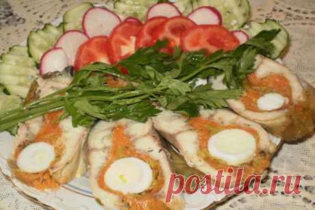 Фаршированная скумбрия с желатином