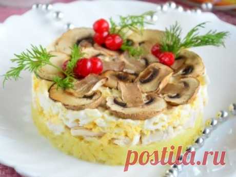 Салат «Царский» с курицей и шампиньонами — рецепт с фото