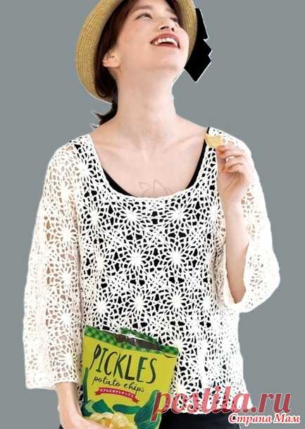 Ажурный джемпер из нежных цветочных мотивов. - Все в ажуре... (вязание крючком) - Страна Мам