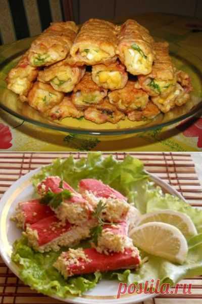 Крабовые палочки фаршированные.