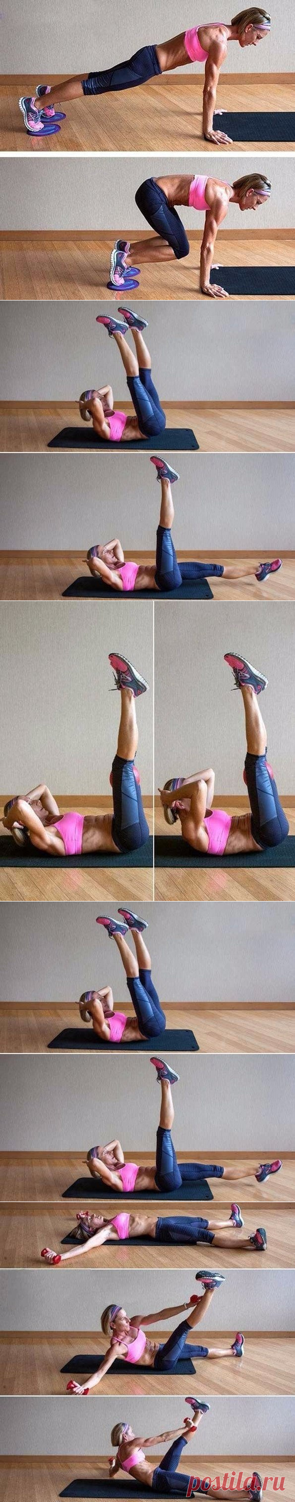 Мечтаешь о плоском животике?! Выполняй! 20 повторений каждого упражнения.