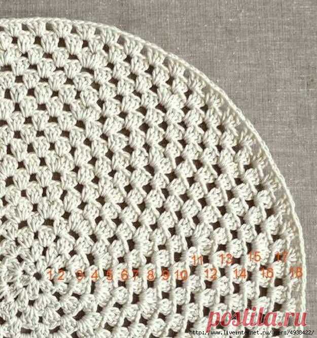Круглый коврик, связанный крючком. Вязание для начинающих. Мастер-класс.