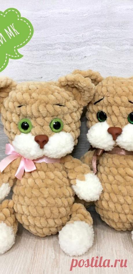 Плюшевый котёнок крючком.