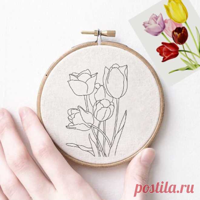 Hand Embroidery PDF Pattern Tulip Bouquet Digital Download. | Etsy Moldova
