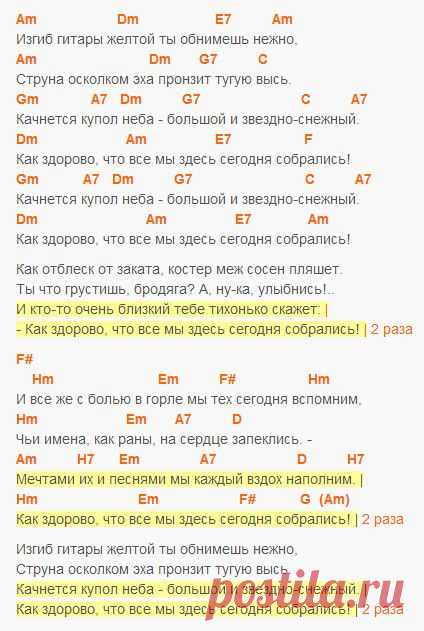 "ИЗГИБ ГИТАРЫ ЖЕЛТОЙ" - Текст и аккорды | Песни под гитару!