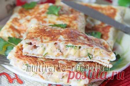 Яичные блинчики с ветчиной и сыром, рецепт с фото