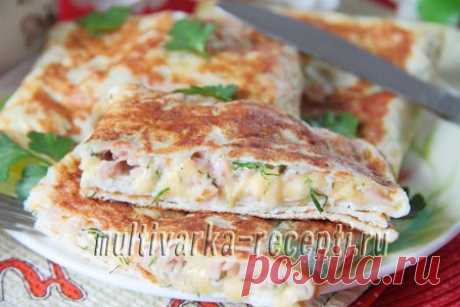 Яичные блинчики с ветчиной и сыром, рецепт с фото