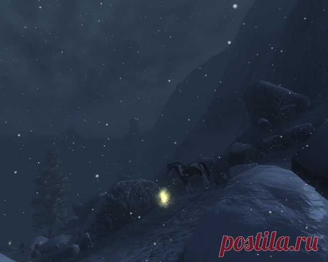 Горы Джерол. Ночь. Снег. Блуждающий огонек.
Jerall Mountains. Night. Snowfall.Will-o-the-Wisp.
