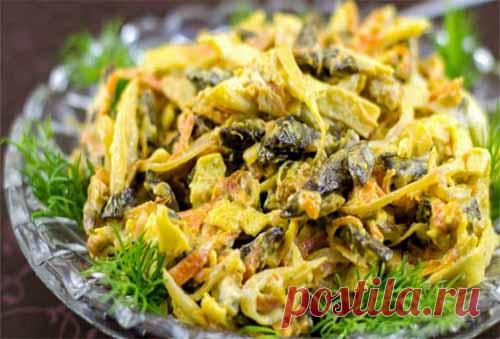 Салат с говяжьей печенью