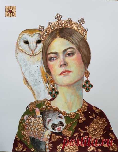 Woman and psychopomps Painting by B A H M A N | Saatchi Art